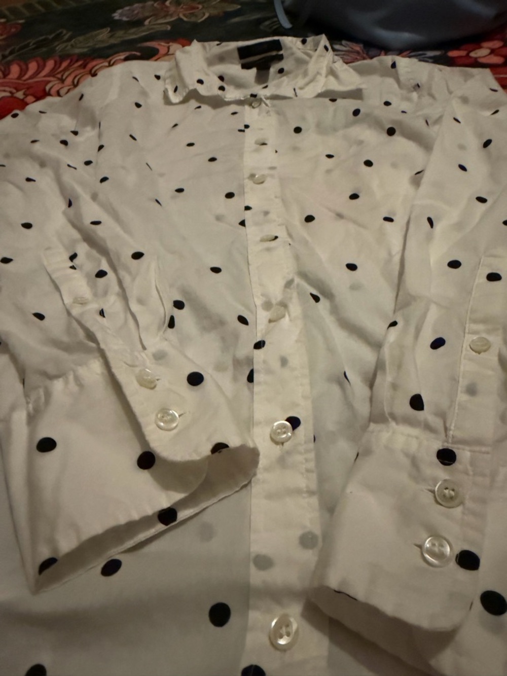 J.Crew Perfect Shirt Polka Dot Button Down Size 6 - Picture 4 of 6